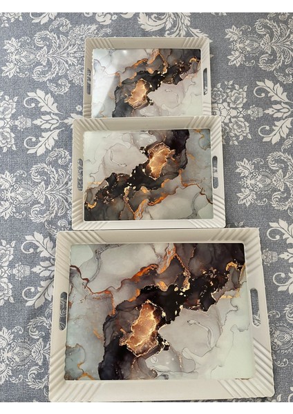 3 Lü Tepsi Seti - Çay Tepsileri - Sunum Tepsileri - Ikram Tepsileri modelleri