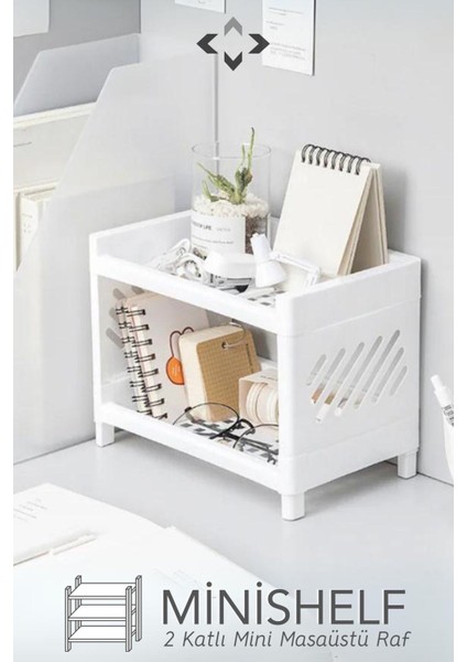 Iki Katlı Çok Amaçlı Masaüstü Raf Düzenleyici, Kolay Kurulum, Beyaz Renk fırsatları