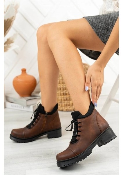 Termo Kaymaz Taban Fermuarlı Günlük Kadın Bot Taba