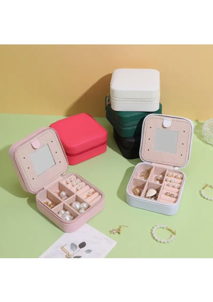 Mini Aynalı Fermuarlı Takı Kutusu, Seyahat İçin Şık ve Pratik Organizer modelleri