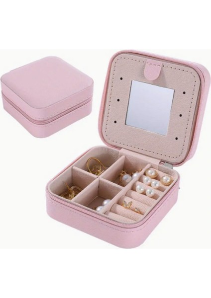 Mini Aynalı Fermuarlı Takı Kutusu, Seyahat İçin Şık ve Pratik Organizer fırsatları