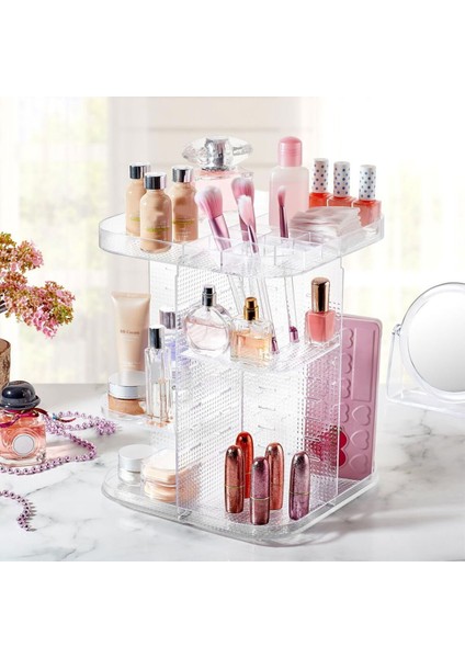 Dönebilen Çok Renkli Makyaj Organizeri, Pratik ve Şık Saklama Çözümü