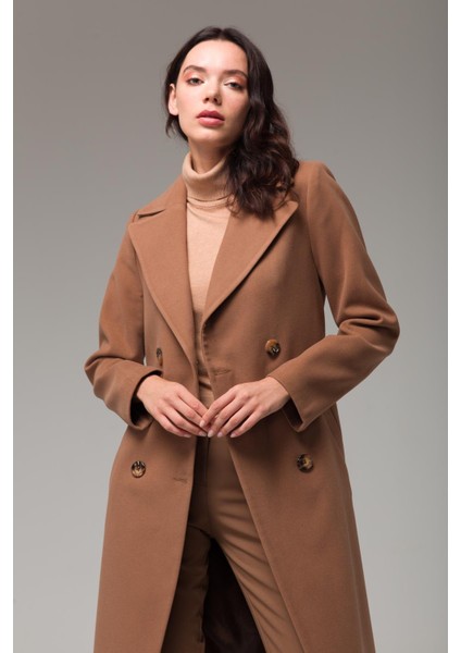 Kruvaze Belden Bağlamalı Ara Boy Kaban Taba 3754 fırsatları