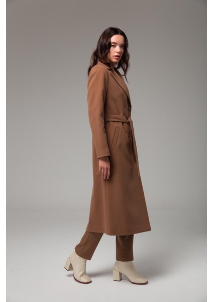 Kruvaze Belden Bağlamalı Ara Boy Kaban Taba 3754 indirimleri