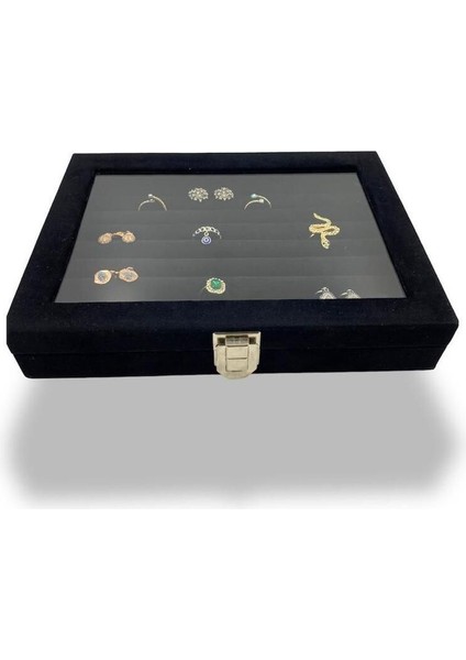 Süet Siyah Takı Kutusu, Çok Renkli, 18x25 cm, Yüzük ve Broş Saklama Alanı modelleri