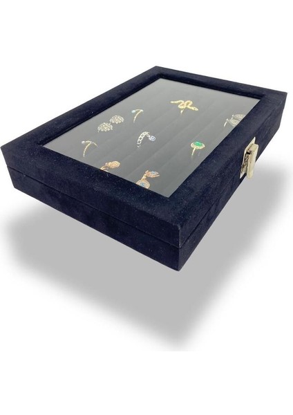 Süet Siyah Takı Kutusu, Çok Renkli, 18x25 cm, Yüzük ve Broş Saklama Alanı fırsatları