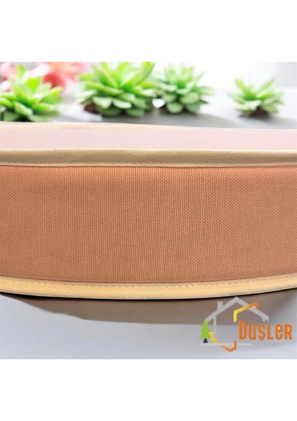 40 Çap Yuvarlak Krem Biyeli Pudra Pembe Tabure / Sandalye Minderi modelleri