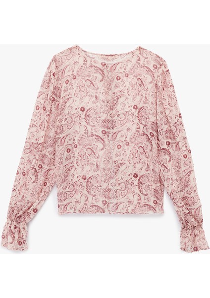 Uzun Kollu Bağlamalı Yaka Etnik Desenli Gömlek fiyatları