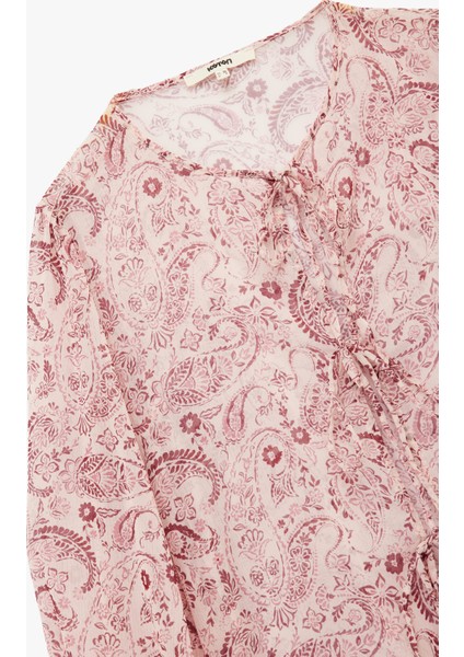 Uzun Kollu Bağlamalı Yaka Etnik Desenli Gömlek modelleri