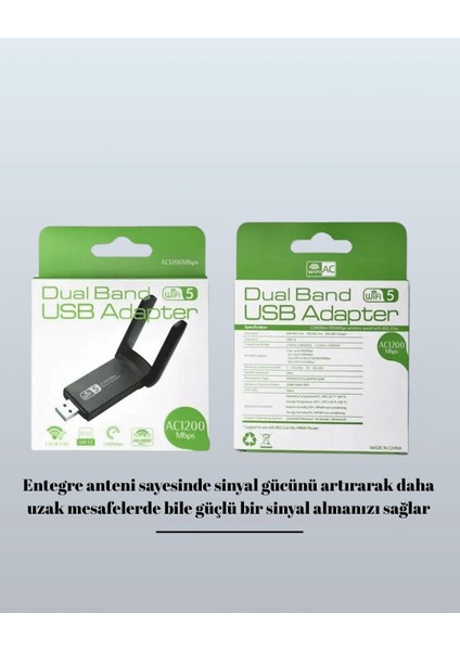 Yüksek Hızlı 1200 Mbps Çift Bant USB Wifi Adaptör – Güçlü Sinyal, Geniş Uyumluluk fırsatları