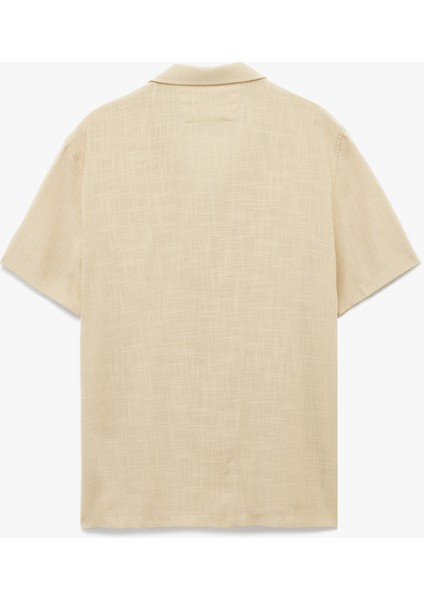 Regular Fit Kısa Kollu Havlu Kumaş Devrik Yaka Pamuklu Gömlek fiyatları