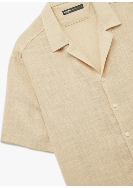 Regular Fit Kısa Kollu Havlu Kumaş Devrik Yaka Pamuklu Gömlek modelleri