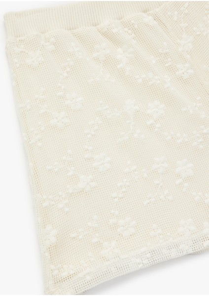 Iki Farklı Kumaş Kullanımlı Ajurlu Çiçekli Dantelli Mikro Şort modelleri