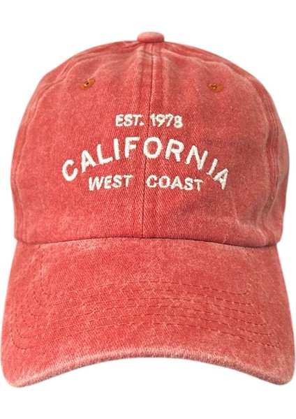 Vintage Görünümlü Unisex Lüks Yıkamalı Nakışlı Şapka - Turuncu