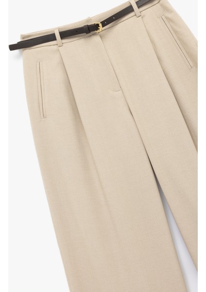 Kemer Detaylı Pileli Cepli Yüksek Bel Palazzo Pantolon modelleri