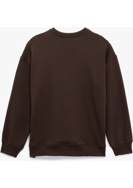 Uzun Kollu Bisiklet Yaka Nakışlı Oversize Sweatshirt fiyatları