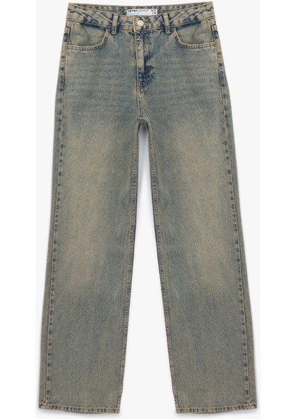 Pamuklu Düz Kesim Düz Paça Jean Pantolon - Straight Jeans