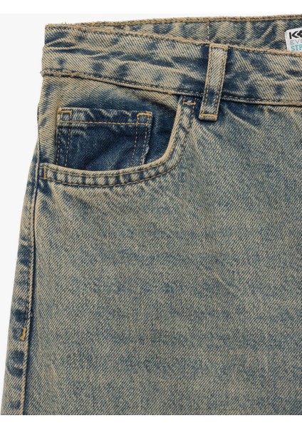Pamuklu Düz Kesim Düz Paça Jean Pantolon - Straight Jeans fırsatları