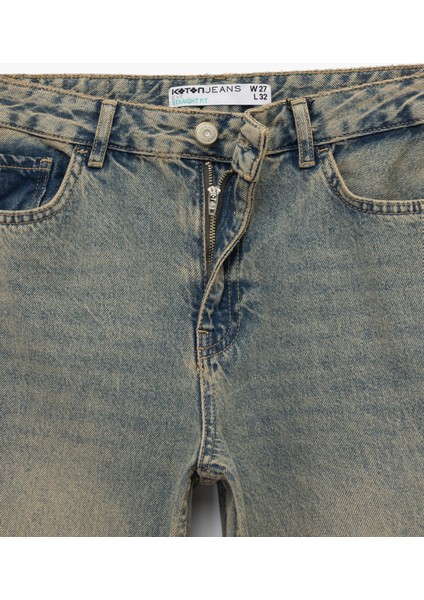 Pamuklu Düz Kesim Düz Paça Jean Pantolon - Straight Jeans indirimleri