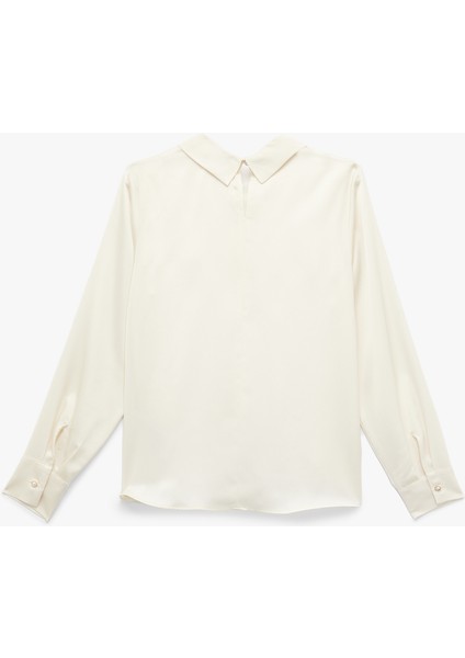 Asimetrik Yaka Uzun Kollu Saten Bluz fiyatları