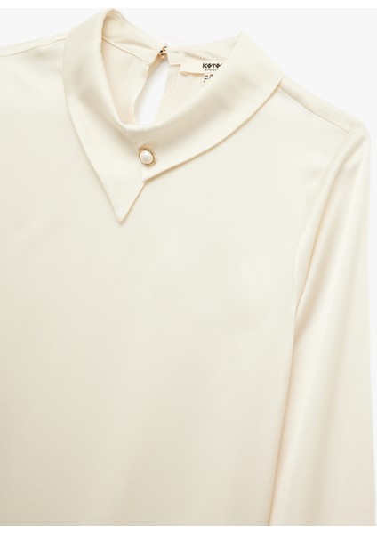 Asimetrik Yaka Uzun Kollu Saten Bluz modelleri