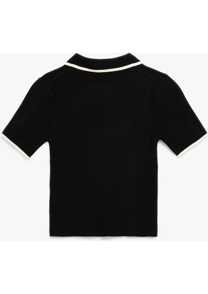 Regular Fit Kısa Kollu Polo Yaka Yarım Fermuarlı Triko Kazak fiyatları