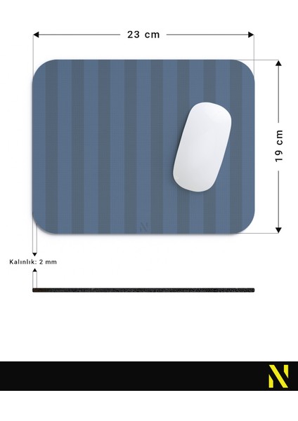 Lacivert Renkli Çizgili Ergonomik Mouse Pad - 23 cm x 19 cm - Kaydırmaz Taban Ev ve Ofis Kullanımı Için Ideal Fare Altlığı Mousepad