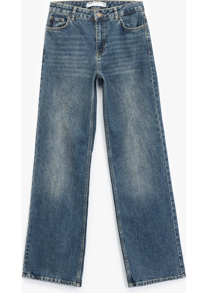 Pamuklu Düz Kesim Düz Paça Jean Pantolon - Straight Jeans