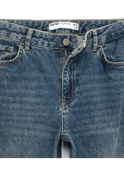 Pamuklu Düz Kesim Düz Paça Jean Pantolon - Straight Jeans fırsatları