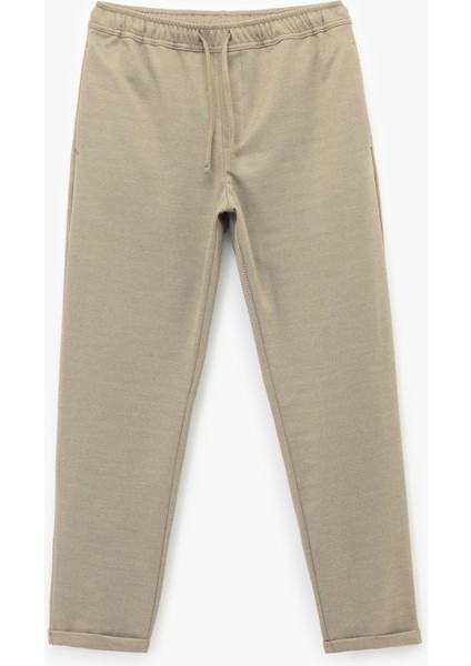Straight Fit Pike Kumaş Cep Detaylı Beli Bağcıklı Pantolon