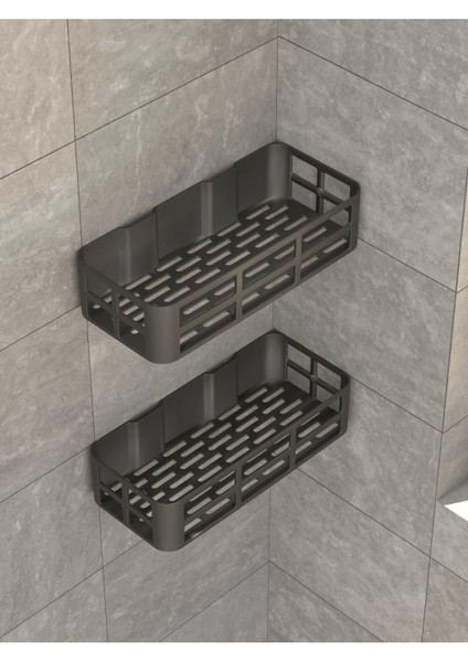 Banyo Düzenleyici Şampuanlık Sabunluk 2 Li Set Lamalı Güçlü Kaliteli Yapışkanlı Duş Rafı Organizer modelleri