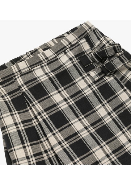 Pamuklu Metal Tokalı Ekoseli Şort Etek modelleri