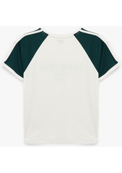 Kısa Kollu Bisiklet Yaka Baskılı Oversize Spor Tişört fiyatları