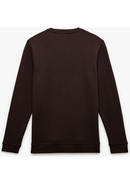 Pamuklu Uzun Kollu Dokulu Basic Bisiklet Yaka Sweatshirt fırsatları