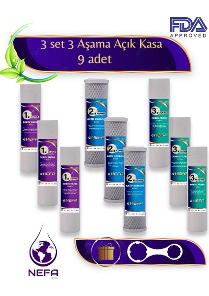 Tüm Açık Kasa Su Arıtma ve Ihlas Cebilion Compact Uyumlu 1.5 Yıllık Ön Filtre Seti