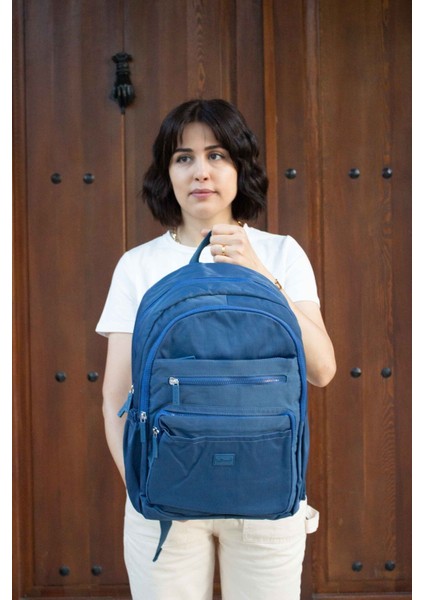 Young 17304 Mavi Krinkıl Kumaş Suya Dayanıklı Çok Cepli Sırt Çantası fırsatları