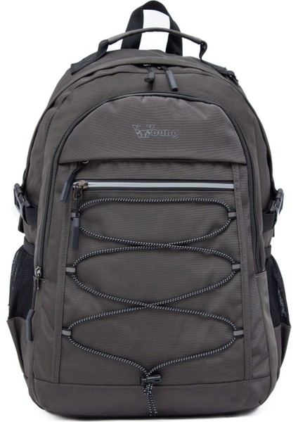 Young 51537 Grey Gri Unisex Çok Cepli Laptop Bölmeli Suya Dayanıklı Sırt Çantası