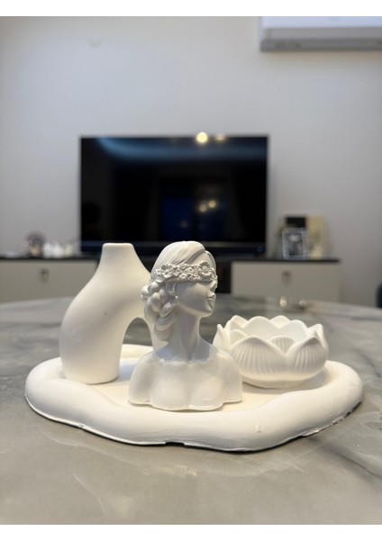 Taş Tozu Vazo Lotus Mumluk Dekoratif/Aksesuar Seti modelleri