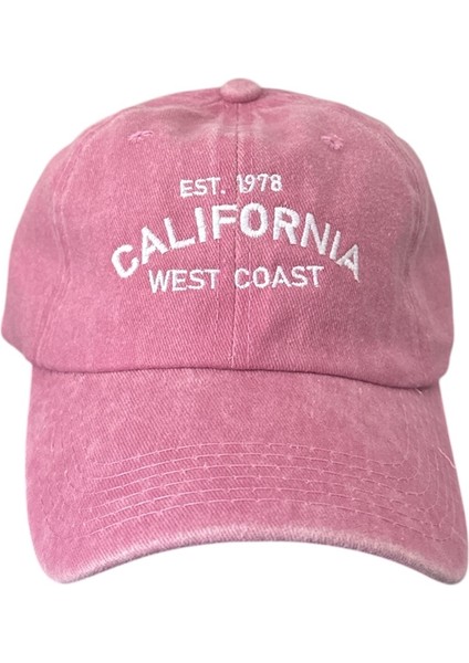 Vintage Görünümlü Unisex Lüks Yıkamalı Nakışlı Şapka - Pembe