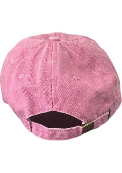 Vintage Görünümlü Unisex Lüks Yıkamalı Nakışlı Şapka - Pembe modelleri