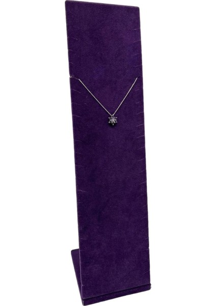 Mor Süet Kumaş Takı Sergileme Standı 40x10 cm, Ayaklı, Yerli Üretim
