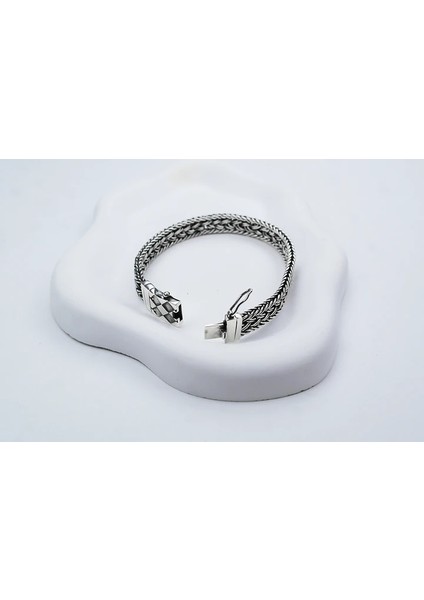 El Örmesi Papağan Kilitli Gümüş Erkek Bileklik indirimleri