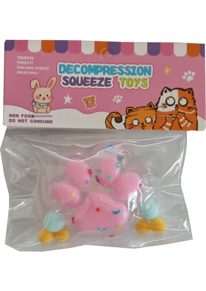 Şeffaf Zemin Renkli Yapışan Sukuşi Mojmoj Büyük Boy Kedi Patisi Squishy