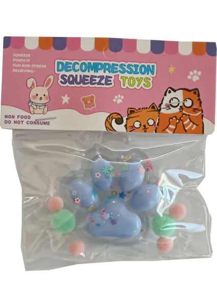 Şeffaf Zemin Renkli Yapışan Sukuşi Mojmoj Büyük Boy Kedi Patisi Squishy