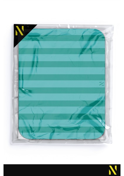 Turkuaz Renkli Çizgili Ergonomik Mouse Pad - 23 cm x 19 cm - Kaydırmaz Taban Ev ve Ofis Kullanımı Için İdeal Tasarım Fare Altlığı Mousepad