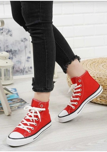 Unisex Uzun Kırmızı Keten Sneaker fiyatları