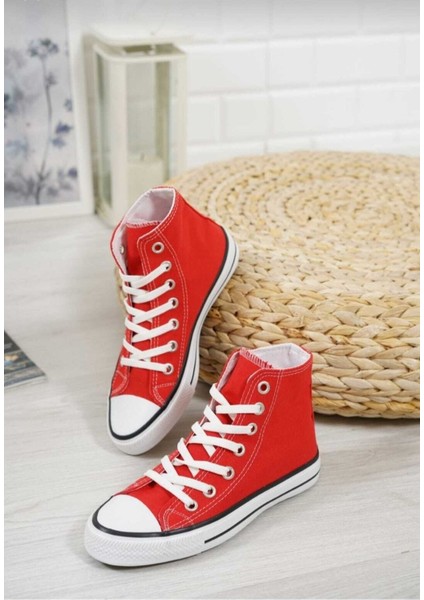 Unisex Uzun Kırmızı Keten Sneaker modelleri