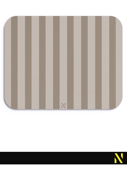 Bej Renkli Çizgili Ergonomik Mouse Pad - 23 cm x 19 cm - Kaydırmaz Taban Ev ve Ofis Kullanımı Için Ideal Fare Altlığı Mousepad