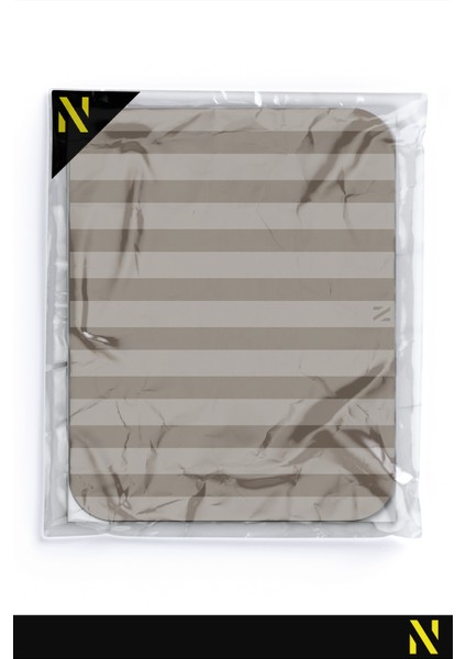 Bej Renkli Çizgili Ergonomik Mouse Pad - 23 cm x 19 cm - Kaydırmaz Taban Ev ve Ofis Kullanımı Için Ideal Fare Altlığı Mousepad