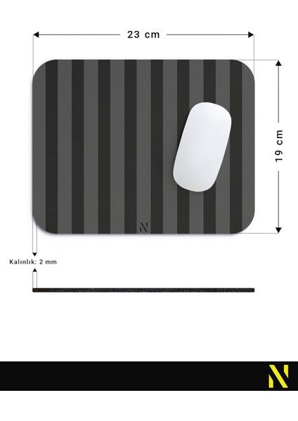 Siyah Renkli Çizgili Ergonomik Mouse Pad - 23 cm x 19 cm - Kaydırmaz Taban Ev ve Ofis Kullanımı Için Ideal Fare Altlığı Mousepad